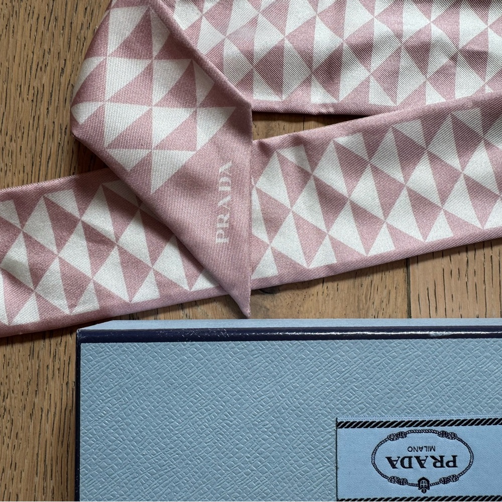 Prada Pink and White Triangle Pattern Scarf